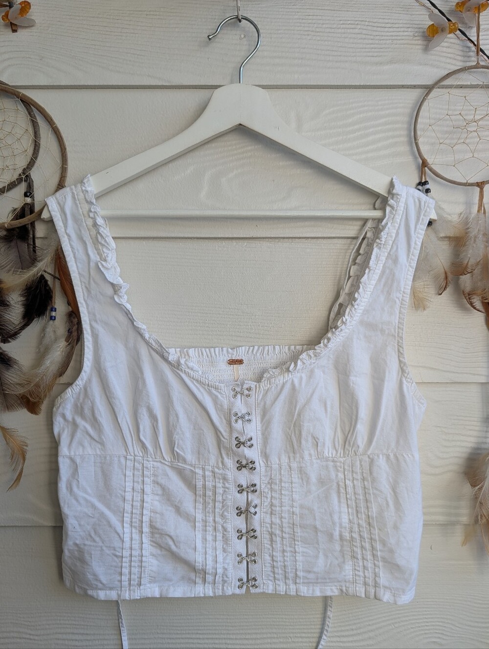Free People Sz M Women's White Amelia Corset Tank Top Blouse - Picture 4 of 7